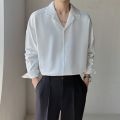 Apricot Black White Shirt Men Fashion Social Mens Dress Shirt Korean Loose Casual Long-sleeved Shirts Mens Formal Shirt M-3XL.