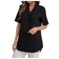 Light and Airy: Solid Color Short-Sleeved V-Neck Tops for Women. 