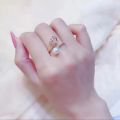 Pink Tulip Flower Ring Rings for Teen Girls- Personality Fashion Cat's Eye Stone Tulip Flower Open Ring.