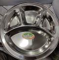 Divided Plate/ Stainless Steel Plate/ Divided Plate 4 Section | Round 4 Compartment Stainless Steel Plate. 