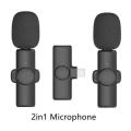 K9 Wireless Dual Microphone Professional Lapel Lavalier Microphone Remove Noise For Typ C.