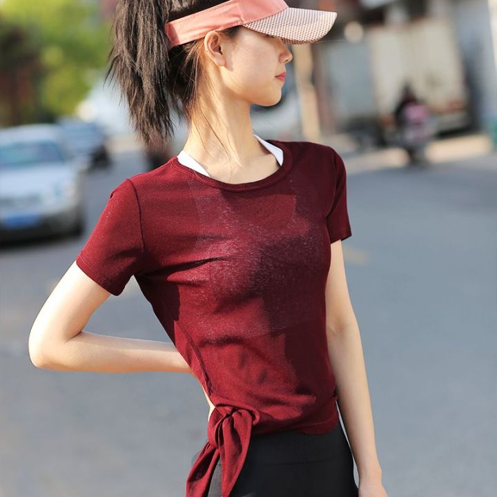Yoga%20Clothes%20for%20Women%20Summer%20Thin%20Slightly%20Transparent%20Quick-DryingTT-shirt%20Workout%20Clothes%20Loose%20Large%20Size%20Blouse%20Sports%20Top%20-%20Image%204