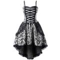 Rosetic New Fashion Women Goth Dress Non-sleeve Printing Patchwork Lace Up Slim Gothic Style Ladies Suspender Dress For Autumn.