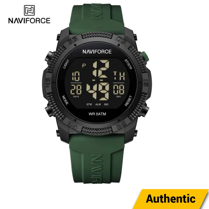 NAVIFORCE 7104 Men's Multi-Function Digital Wristwatch With Date Day Waterproof Silicone Strap Top Brand Luxury Classic Fashion Sports Watch - Green