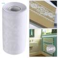 White Lace Transparent Removable Wallpaper Border Shop Display Window Sticker Bathroom Mirror Decor Rustic Floral. 