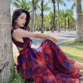 Single hell freezia kewei, same printed dress tall waist niche beach holiday dresses. 