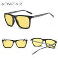 AOWEAR HD Night Vision Glasses Men Aluminium Yellow Lens Sunglasses Men Polarized Night Safe Driving Goggles Oculos Gafas De Sol.