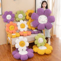 Smiling Face White Daisy Flower Cushion Plush Sunflower Chair Cushion.