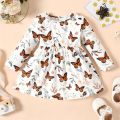 PatPat NewBorn Dresses Baby Girl Clothes New Born Babies Kids Birthday Party Dress Ribbed Striped Long-sleeve Overalls Children.