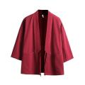 Style Harajuku Jacket Three-Quarter Sleeve Men's Tang Suit Hanfu Japanese Style Japanese Style Cardigan Robe Kimono Linen Summer. 