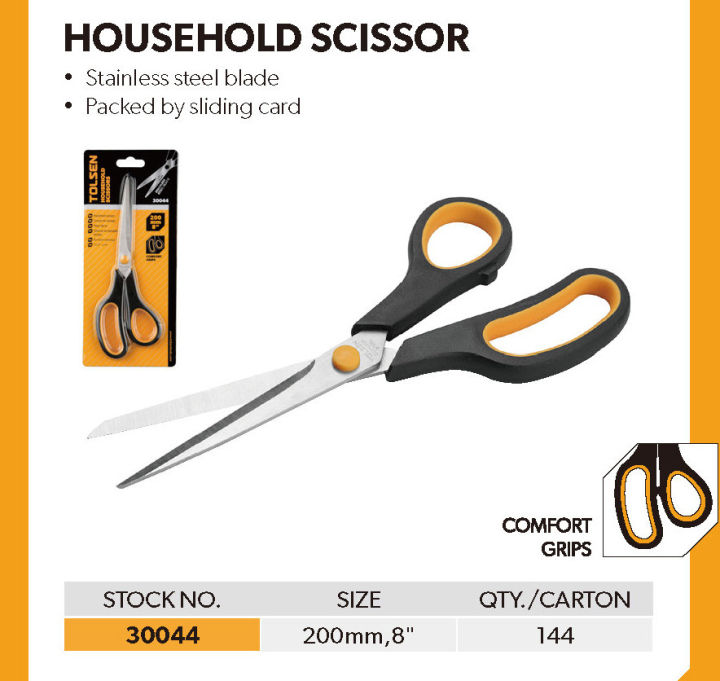 TOLSEN%20Household%20Scissors%20W/%20Stainless%20Blade%20(200mm,%208")%20Soft%20Grip%20Handle%20-%20Kings%20Trading%20-%20Image%202