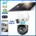 Dual Lens Solar Battery Backup PTZ IP Camera V380 PRO 4G Sim-Supported 10X Optical Zoom, Waterproof, Two-Way Audio, Motion Detection.