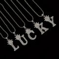 Fashion Luxury Charm Alloy Zircon A-Z Crown Alphabet Pendant Chain Necklace Punk HipHop Woman Man Initial Name Jewelry Gifts Hot.
