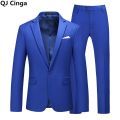 Red Formal Suit 2 Piece Sets for Men Wedding Party Dress Coat and Pants Big Size Terno Masculino Black White Blue Costume Homme.