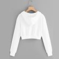 2022 Zipper Sweatshirts Drawstring Sweatshirt Women Crop Jacket Casual Solid Long Sleeve Pocket Thin Short Tops Ropa Mujer.