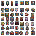 50pcs Aesthetic Cartoon Painted Glass Graffiti Stickers For Guitar Phone Sticker Vintage Craft Supplies Scrapbooking Material. 