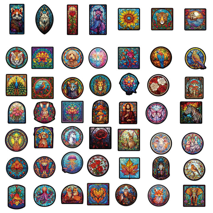 50pcs%20Aesthetic%20Cartoon%20Painted%20Glass%20Graffiti%20Stickers%20For%20Guitar%20Phone%20Sticker%20Vintage%20Craft%20Supplies%20Scrapbooking%20Material%20-%20Image%203