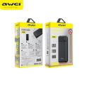 Awei 20000mAh USB Port Fast Charging Input Micro USB and Type C Quick Charge Black. 