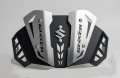 Silver metal guard or shield, Wind shields  accessory for a Suzuki Gixxer Fi Abs motorcycle. 