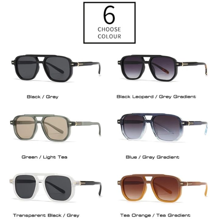 SHAUNA%20Retro%20Double%20Bridges%20Square%20Women%20Sunglasses%20Shades%20UV400%20Fashion%20Men%20Trending%20Rivets%20Gradient%20Sun%20Glasses%20-%20Image%204