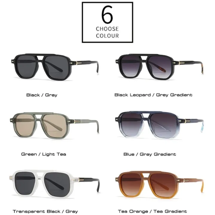 SHAUNA%20Retro%20Double%20Bridges%20Square%20Women%20Sunglasses%20Shades%20UV400%20Fashion%20Men%20Trending%20Rivets%20Gradient%20Sun%20Glasses%20-%20Image%204