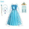 Disney Frozen Princess Elsa Costume For Girl 2024 Carnival Party Snow Queen Luxury Cosplay Birthday Party Ball Gown Outfit Dress. 