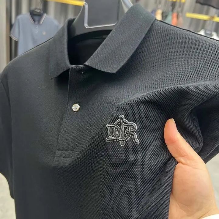 100%25Cotton%20Men's%20Polo%20Shirt%20Luxury%20Brand%20Lapel%20Letter%20Embroidered%20Short%20Sleeve%20Summer2024Korean%20Fashion%20Trend%20Slim%20Men%20T-Shirts%20-%20Image%203
