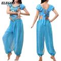 Ladies Belly Dance Costume Set Sequin Crop Top+Harem Pants Outfit Set Oriental Indian Dance Arabic Halloween Goddess Costumes.