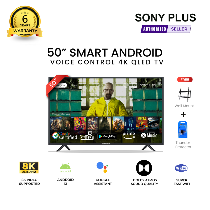 Sony Plus 50 inch Voice Control Smart LED TV Wi-Fi Full HD 4K Supported Android Television