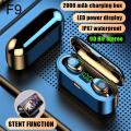 F9 TWS Headphone Bluetooth 5.1 Wireless Gaming Sports Earphone With Mic HIFI Stereo 9D Ear buds HD LED 3D Touch. 