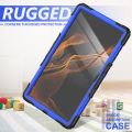 For Samsung Galaxy Tab S10 Ultra / S9 Ultra / S8 Ultra Silicone + PC Tablet Case with Shoulder Strap.