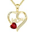 Fashion Letter Mom Heart Shaped Crystal Pendant Necklace Mother's Day Gift The Best Gift For Mom With High Quality Jewelry.