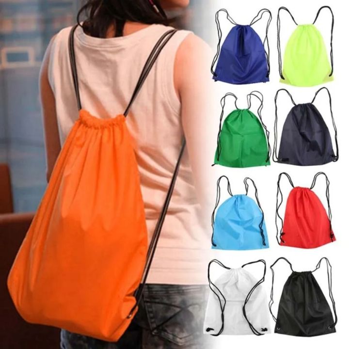 Nylon Drawstring Backpack Portable Shoulder Bag Solid Color Gym Sports Backpack Folding Storage Bag Beach Use Bag Shopping Bag Men Daraz .bd