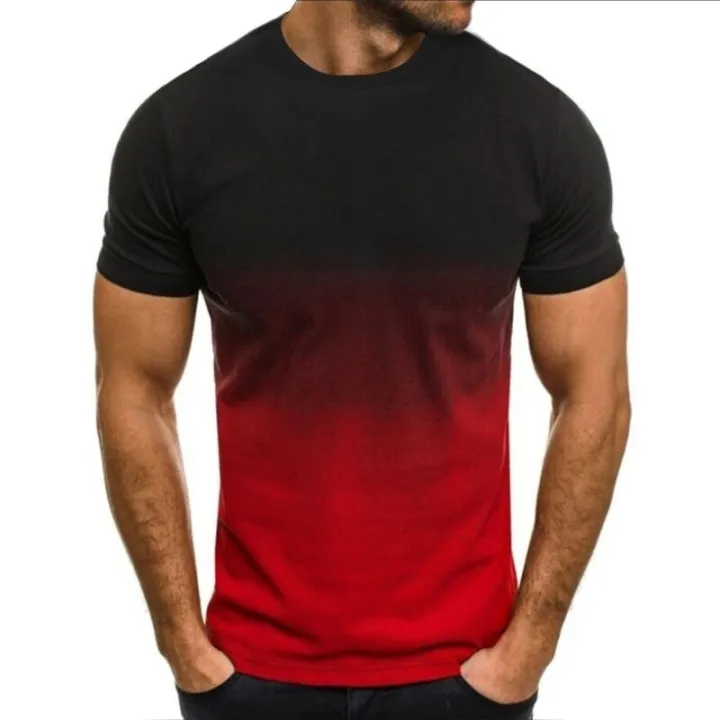 Men's%20casual%20sports%20T-shirt%20European%20and%20American%20summer%20fashion%20round%20neck%203D%20gradient%20short-sleeved%20round%20neck%20T-shirt%20men%20-%20Image%203