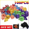 105/70/49/35/21/7Pcs DND Dice Set with Pouch D4-D20 Transparent Polyhedral Effect for DND RPG Role Playing Table Board Games. 