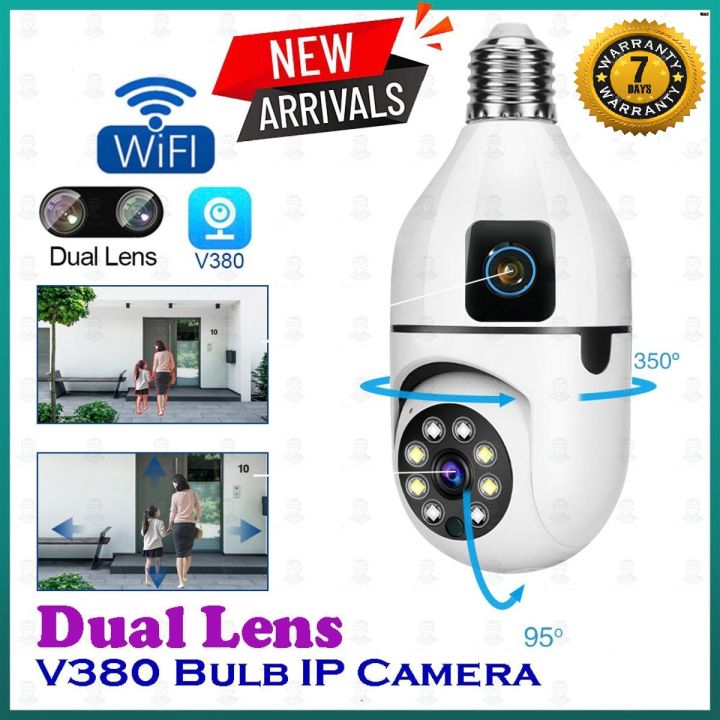 Motion detection Dual Lens and single lense 3 mega pixel V380 PTZ Bulb IP camera night vision home WIFI IP security camera