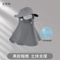 New Sunscreen Face Mask Summer Full Face Sunshade Black Rubber Brim Uv Protection Ice Silk Three-Dimensional and Breathable Sunscreen Mask.