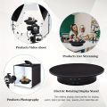 3 Speeds Electric Rotating Display Stand Mirror 360 Degree Turntable Jewelry Holder Battery/USB Power for Photography.