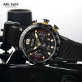 MEGIR Sports Chronograph Quartz Watches for Men Silicone Strap Wateproof Luminous Wristwatch Man Relogios Masculino 2106. 