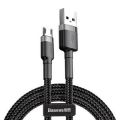 Baseus Cafule Series 1.5A Fast Charge Micro USB Cable 2 Meters Double Sided Insertion Model CAMKLF-CG1 - Gray & Black.