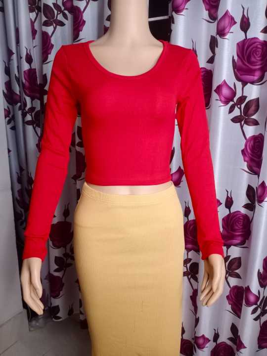 Women's%20and%20Girls'%20for%20Cotton%20New%20Stylish%20Short%20Body%20Full%20Sleeve%20Crop%20Top%20Blouse-Fashionable,%20Soft,%20Ribbed%20Fabric%20-%20Image%203
