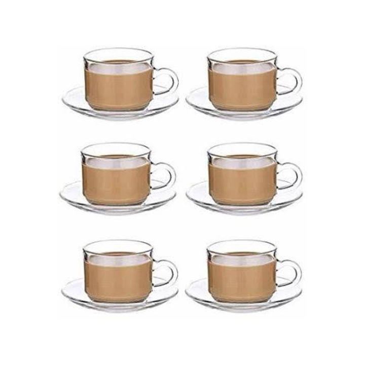 Transparent Clear Tea Cup set - 6 pcs ( Kach ) | Daraz.com.bd