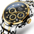 OLEVS Men's Watch Waterproof Diamond set Dial Chronograph Luminous Calendar Stainless Steel Strap with Gift Box 2889.