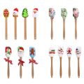 Cake Cream Silicone Spatula Christmas Themed Wooden Handle Pastry Batter Mixing Scraper Baking Decorating Tools Kitchen Utensils.