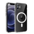 For Apple iPhone 11 MagSafe Compatible Shockproof Transparent Slim Fit Wireless Charging supported Frosted Border Phone Back Case Mobile Cover. 