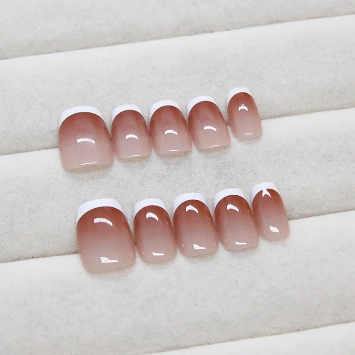 24Pcs%20Simple%20White%20Edge%20Fake%20Nails%20with%20Glue%20DIY%20Art%20Design%20False%20Nails%20Stylish%20Pattern%20Artificial%20Nails%20-%20Image%204