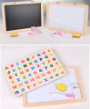 Educational Learning Board Multipurpose Double-Sided Magnetic Wooden Writing, Mathematical Calculations & English Alphabets,White and Black Board, Wooden Magnetic Drawing Board. 
