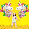 Unicorn Theme Birthday Decoration Balloon Set For Kids- (Pack of 05 Pcs). 