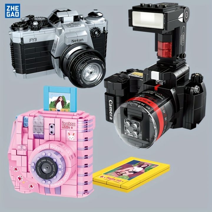 Building Blocks Creative Series, Simulation Retro SLR Polaroid Camera Micro Particle Assembly Model, KankongAgu