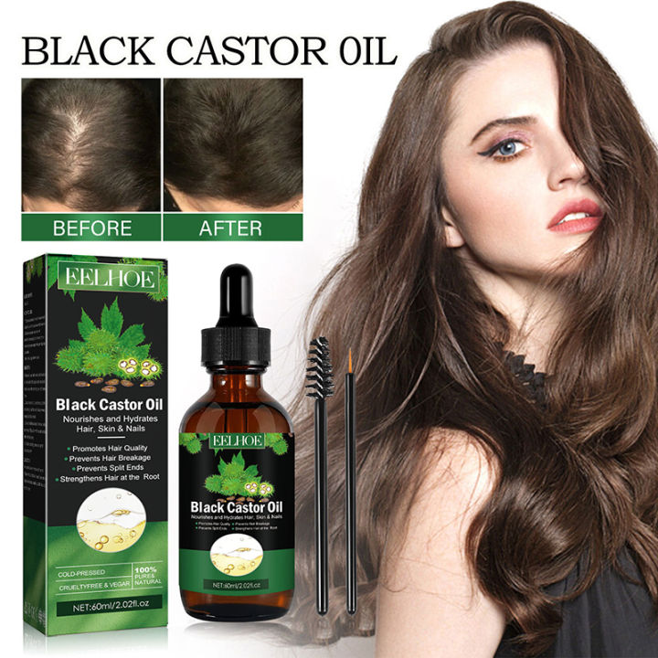 Organic Black Castor Oil for Hair Growth Jamaican Scalp Dense Hair Strengthening Hair Loss Prevention Repair Nourishing Liquid FeeoiF